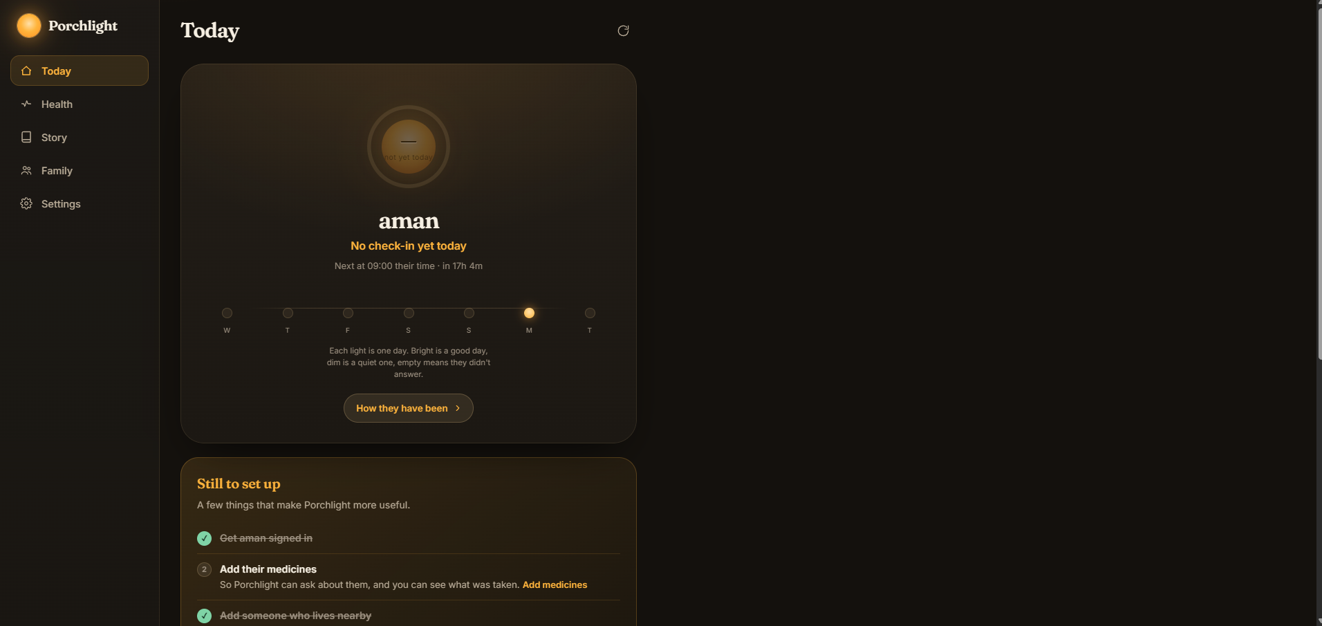 Porchlight interface screenshot